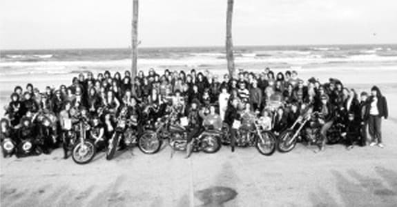 Gail Anderson and her bike were front and center in the 1987 Ladies of Harley group photo on Daytona Beach.